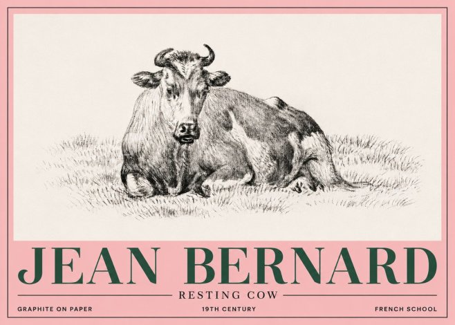 Jean Bernard Resting Cow V No5 - Juliste