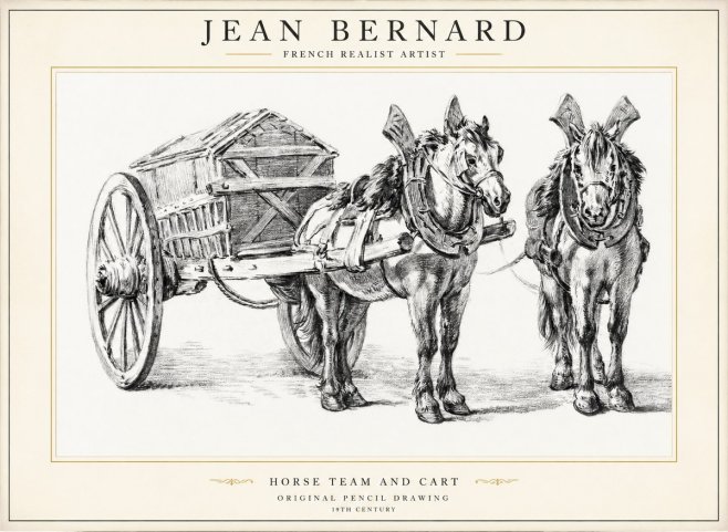 Jean Bernard Horse Team and Cart No1 - Juliste