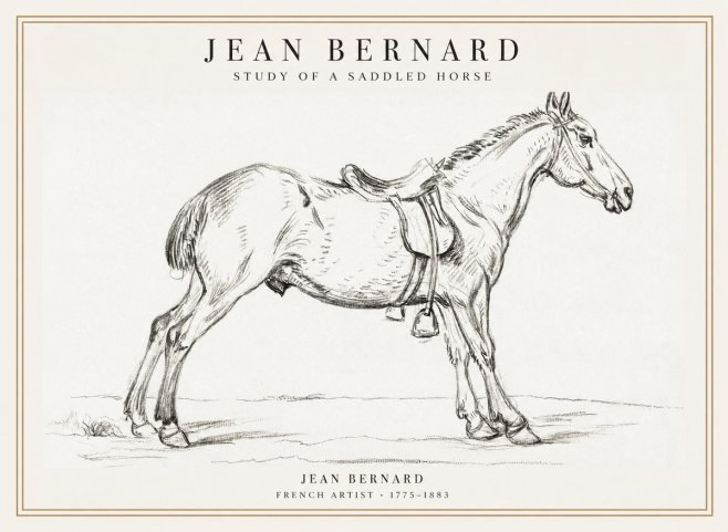 Jean Bernard Study of a Saddled Horse No1 - Juliste