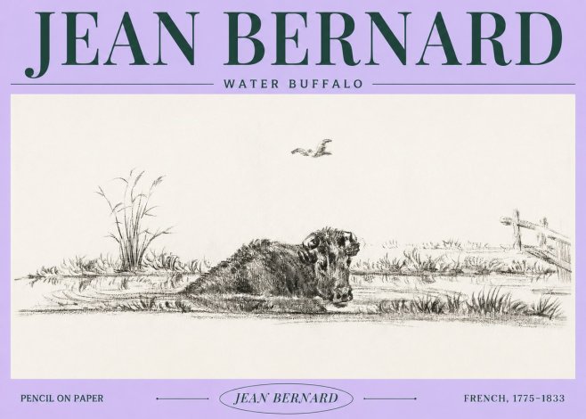 Jean Bernard Study of a Water Buffalo No4 - Juliste