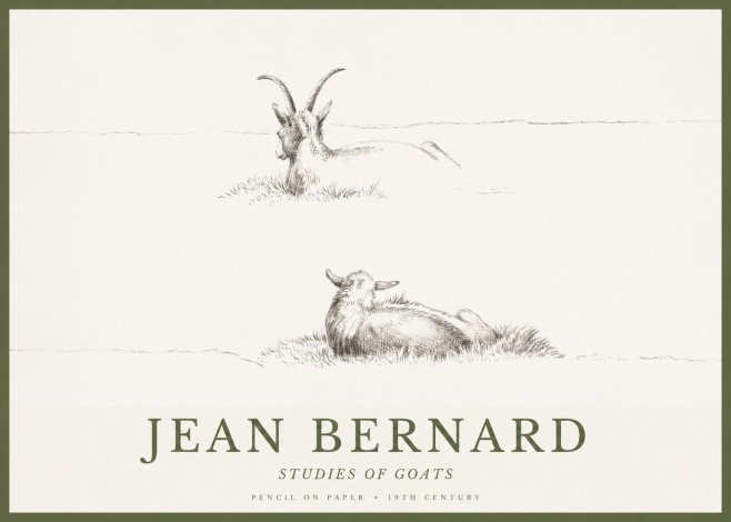 Jean Bernard Two Goats Resting No2 - Juliste
