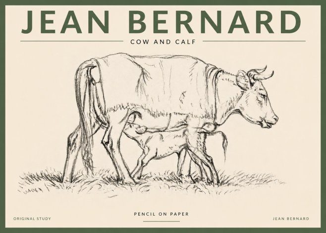 Jean Bernard Cow and Calf II No3 - Juliste