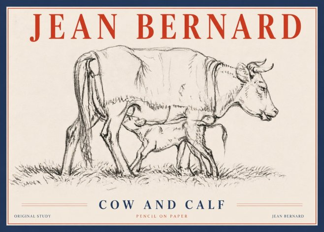 Jean Bernard Cow and Calf II No4 - Juliste