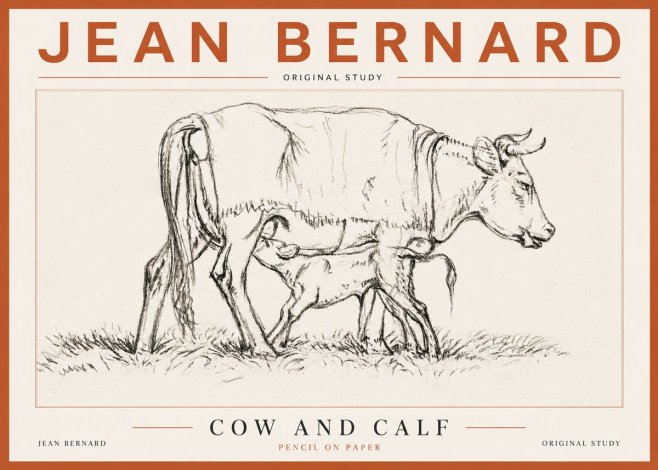 Jean Bernard Cow and Calf II No5 - Juliste
