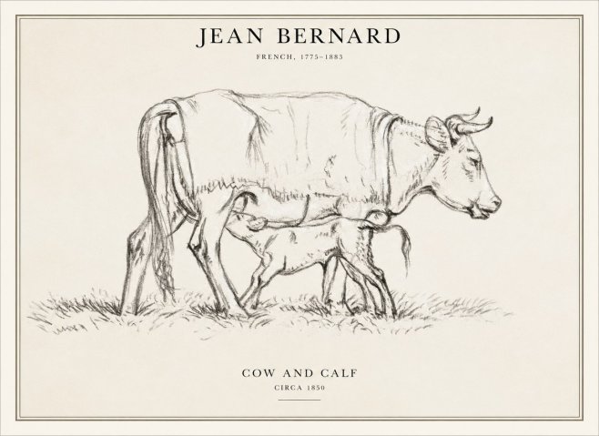 Jean Bernard Cow and Calf II No6 - Juliste
