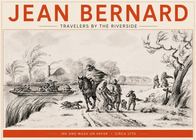 Jean Bernard Travelers by the Riverside No5 - Juliste