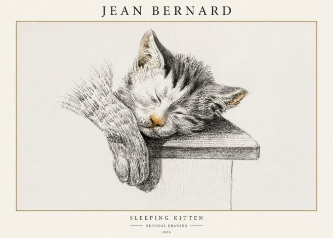 Jean Bernard Sleeping Kitten No1 - Juliste