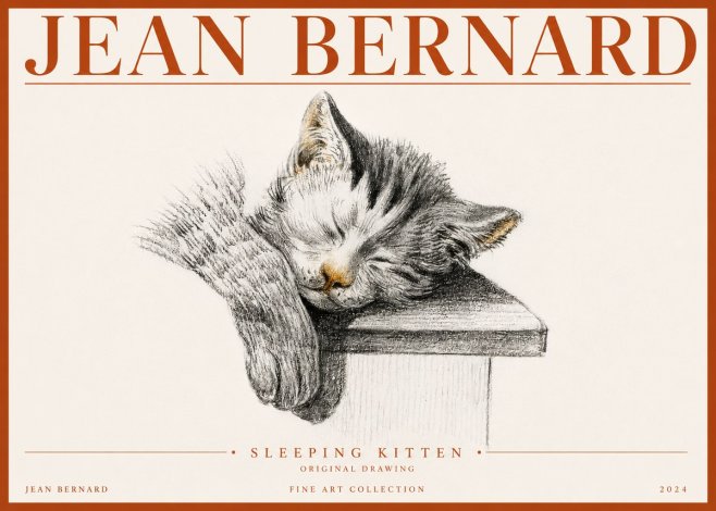 Jean Bernard Sleeping Kitten No4 - Juliste