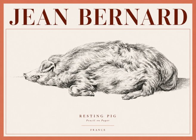 Jean Bernard Resting Pig II No4 - Juliste