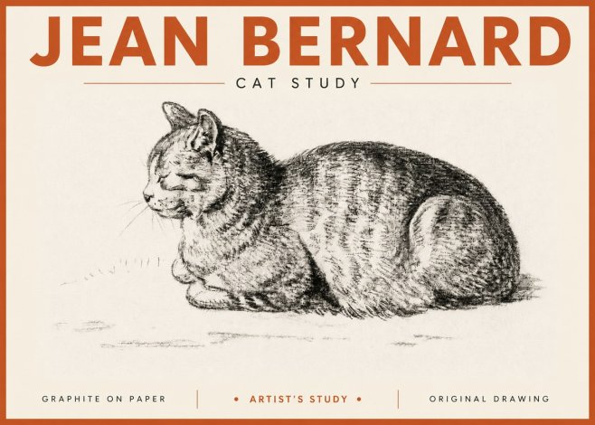 Jean Bernard Cat Study XII No4 - Juliste