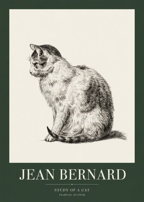 Jean Bernard Study of a Cat IV No1 - Juliste
