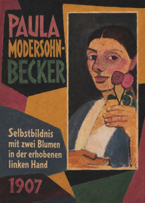 Paula Modersohn-Becker Selbstbildnis Mit Zwei Blumen in Der Erhobenen Linken Hand No2 - Juliste
