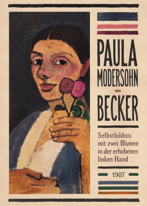 Paula Modersohn-Becker Selbstbildnis Mit Zwei Blumen in Der Erhobenen Linken Hand No4 - Juliste