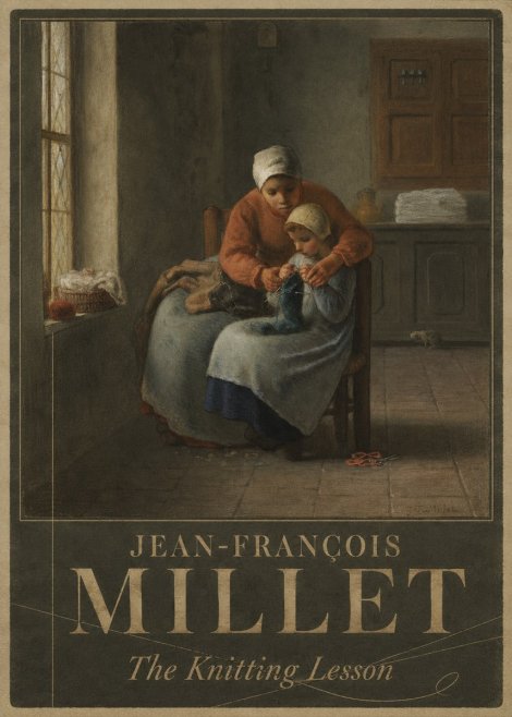 Jean-François Millet The Knitting Lesson II No5 - Juliste