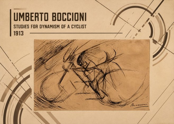 Umberto Boccioni Studies for Dynamism of a Cyclist No3 - Juliste