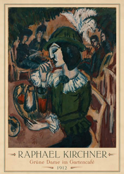 Raphael Kirchner Grüne Dame Im Gartencafé No3 - Juliste