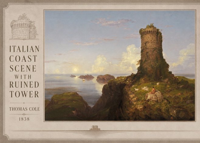 Thomas Cole Italian Coast Scene with Ruined Tower I No2 - Juliste