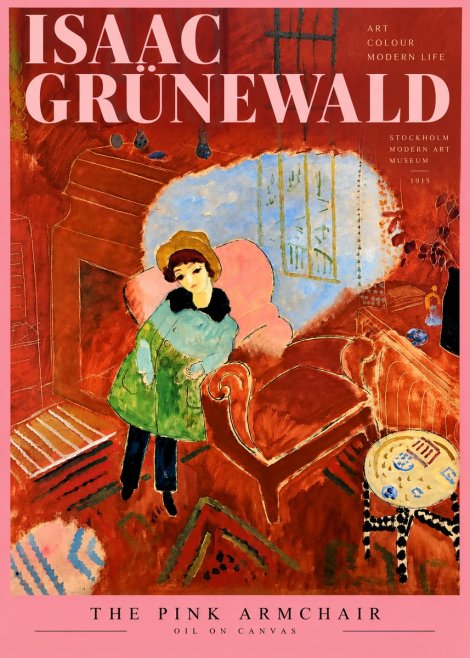 Isaac Grünewald Interior with Young Girl No4 - Juliste