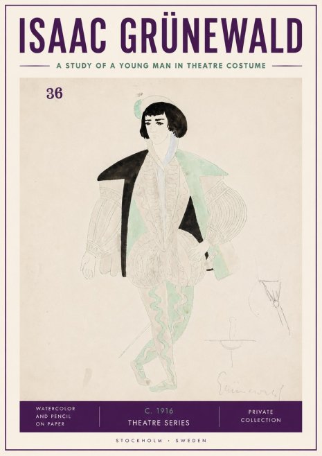 Isaac Grünewald A Study of a Young Man in Theatre Costume No3 - Juliste