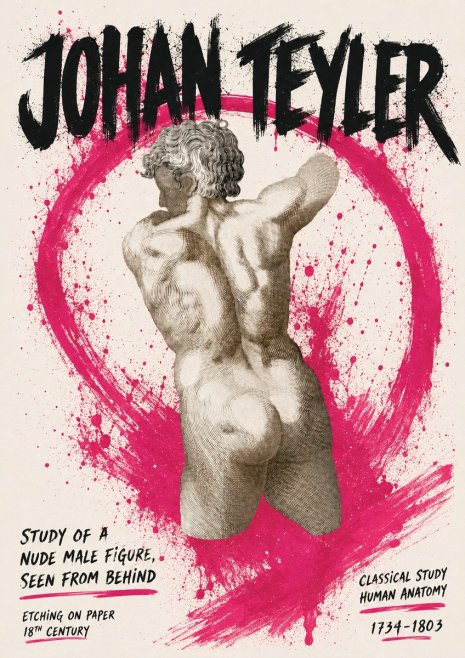 Johan Teyler Study of a Nude Male Figure, Seen from Behind No5 - Juliste