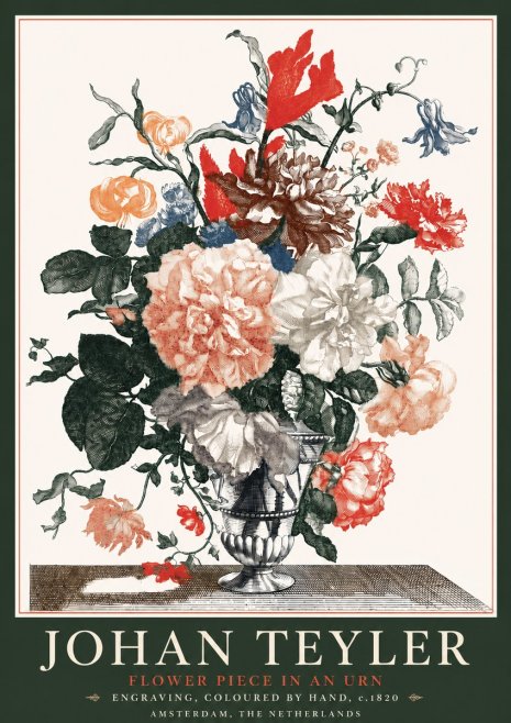 Johan Teyler Flower Piece in an Urn II No4 - Juliste