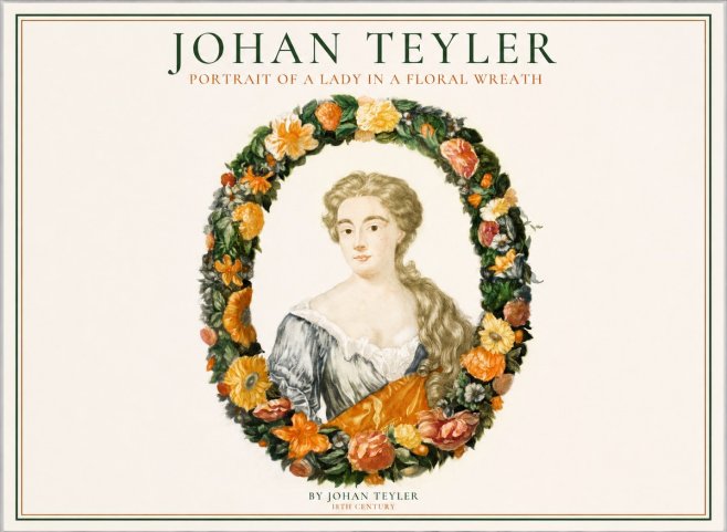 Johan Teyler Portrait of a Lady in a Floral Wreath No1 - Juliste