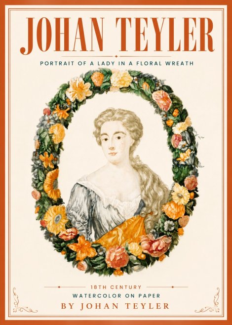 Johan Teyler Portrait of a Lady in a Floral Wreath No5 - Juliste