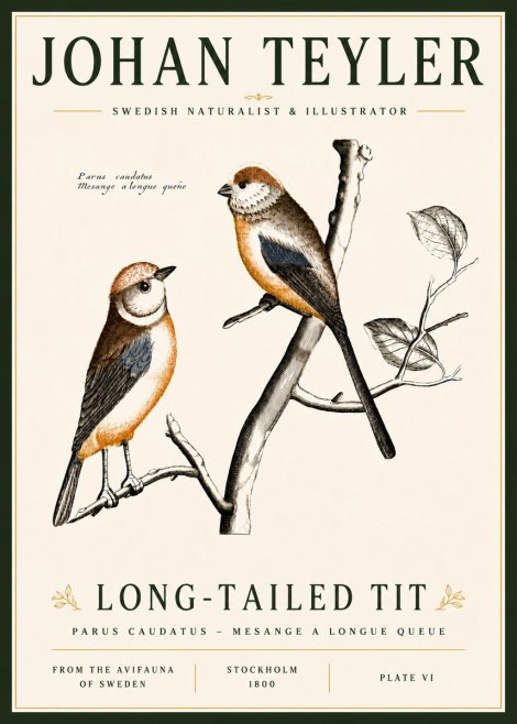 Johan Teyler Long-tailed Tit No6 - Juliste