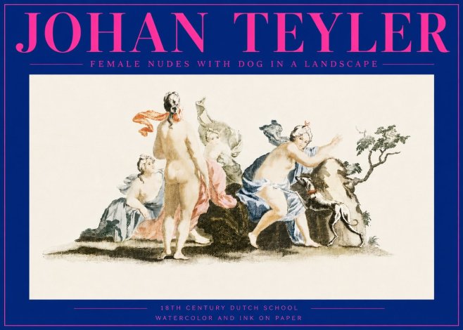 Johan Teyler Nudi Femminili Con Cane in Paesaggio No6 - Juliste