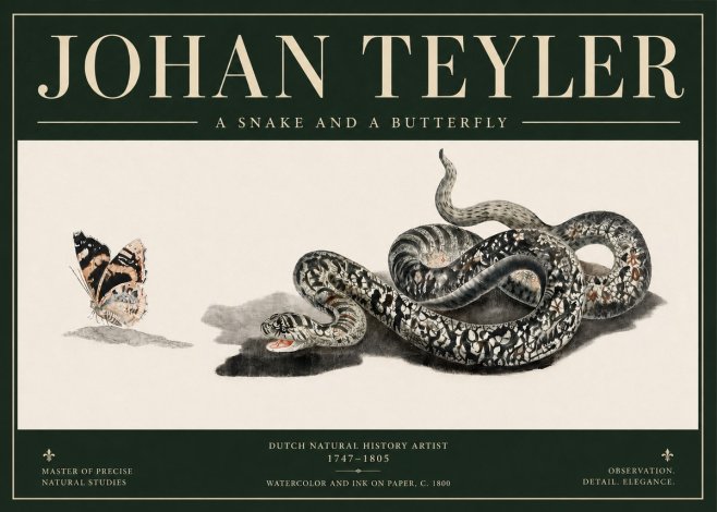 Johan Teyler Snake and Butterfly No5 - Juliste