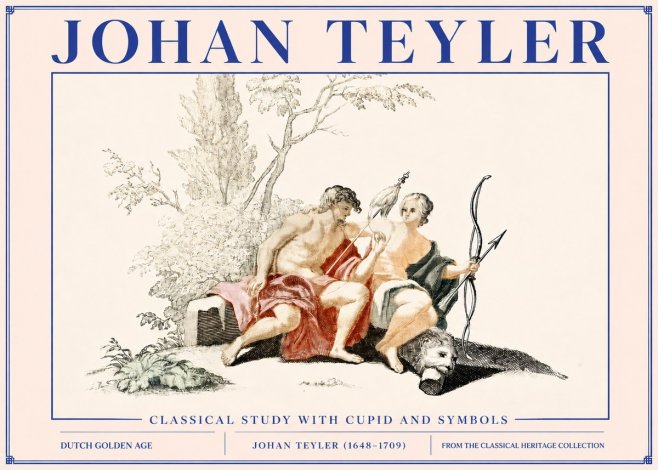 Johan Teyler Classical Study with Cupid and Symbols No3 - Juliste