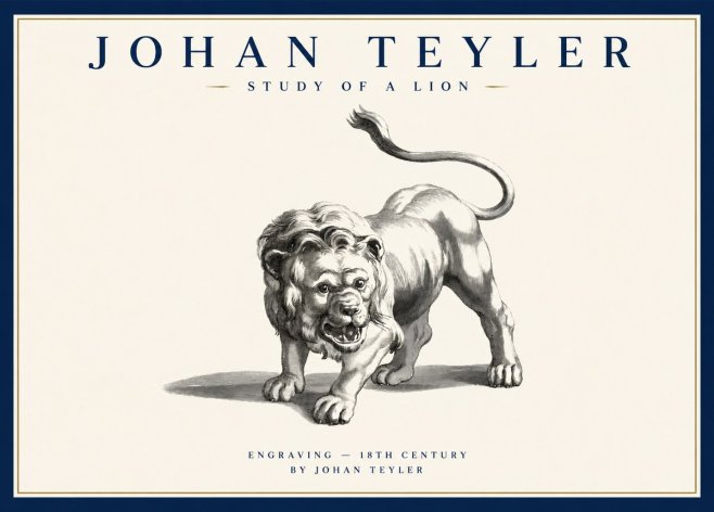 Johan Teyler Study of a Lion No1 - Juliste