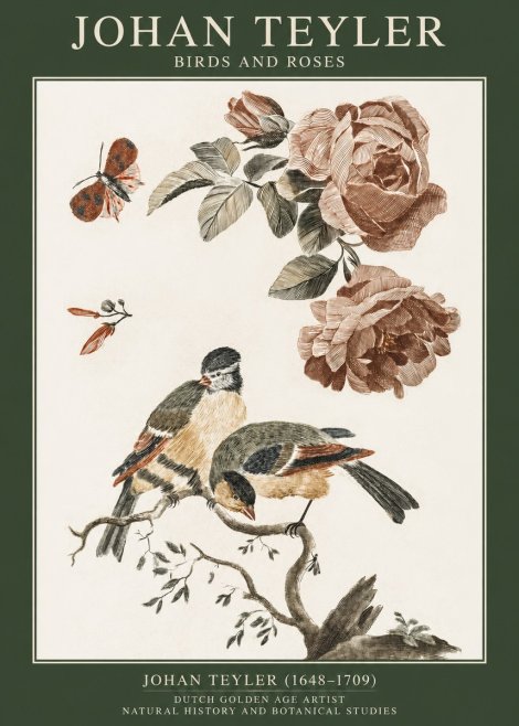 Johan Teyler Birds and Roses No1 - Juliste