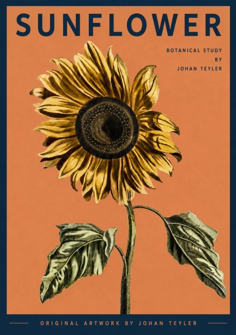 Johan Teyler Sunflower - Botanical Study No3 - Juliste