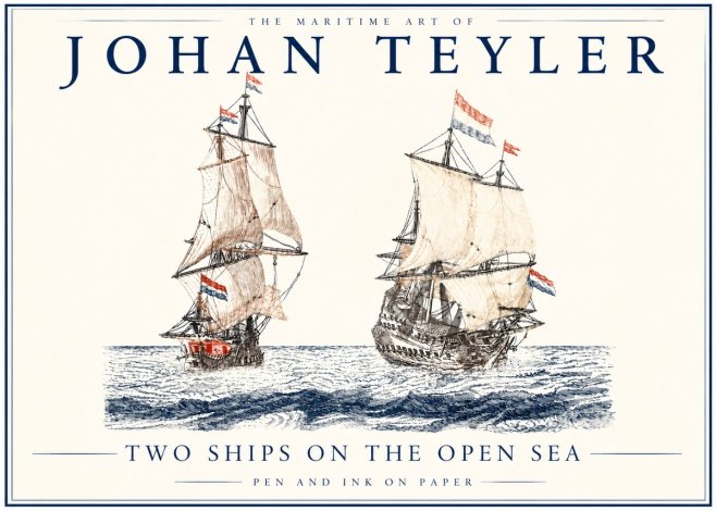 Johan Teyler Two Ships on the Open Sea No3 - Juliste