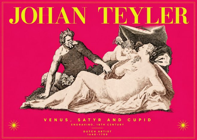 Johan Teyler Venus, Satyr and Cupid No4 - Juliste