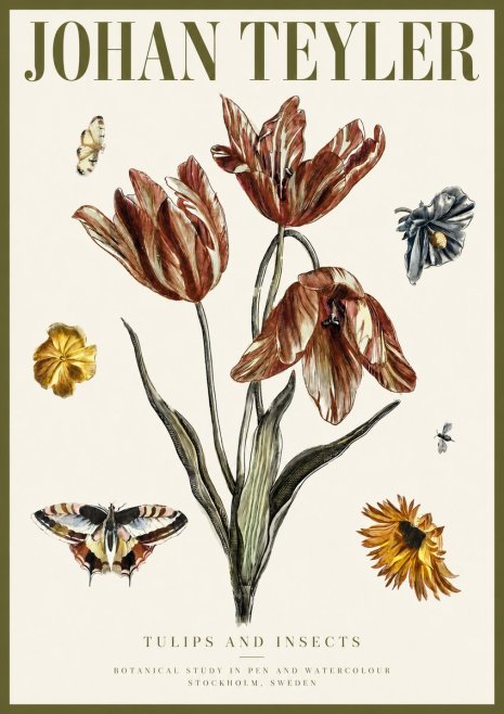 Johan Teyler Tulips and Insects No3 - Juliste