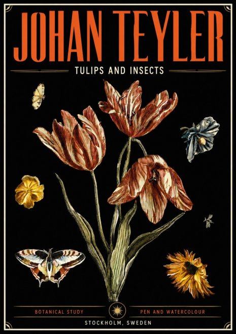 Johan Teyler Tulips and Insects No5 - Juliste