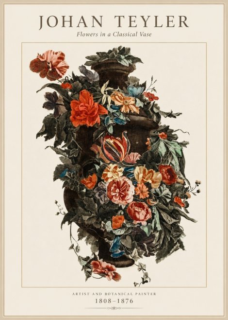 Johan Teyler Flowers in a Classical Vase No1 - Juliste