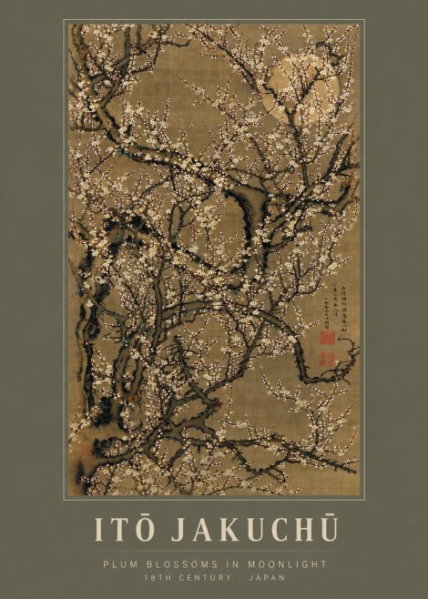 Itō Jakuchū Plum Blossoms in Moonlight No2 - Juliste