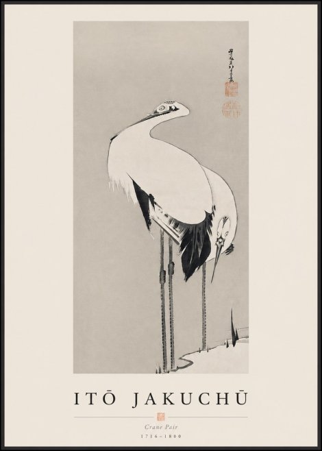 Itō Jakuchū Crane Pair No3 - Juliste
