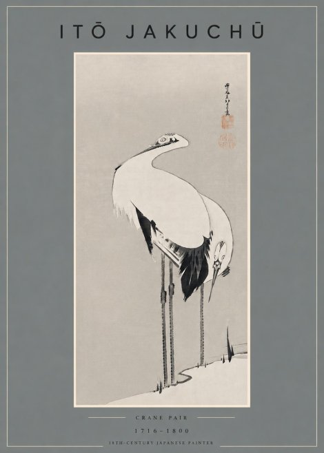 Itō Jakuchū Crane Pair No4 - Juliste