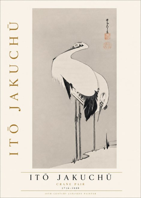 Itō Jakuchū Crane Pair No5 - Juliste