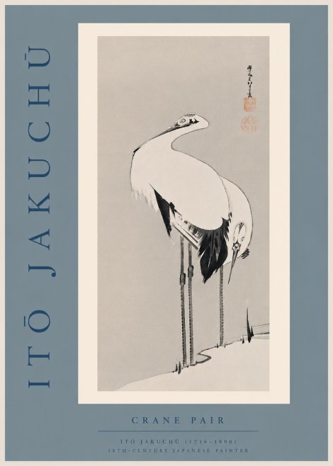 Itō Jakuchū Crane Pair No6 - Juliste