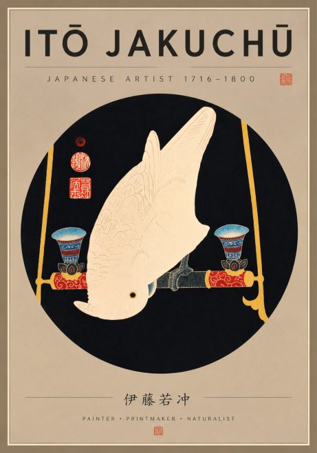 Itō Jakuchū White Cockatoo No7 - Juliste