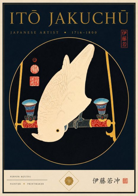 Itō Jakuchū White Cockatoo No8 - Juliste