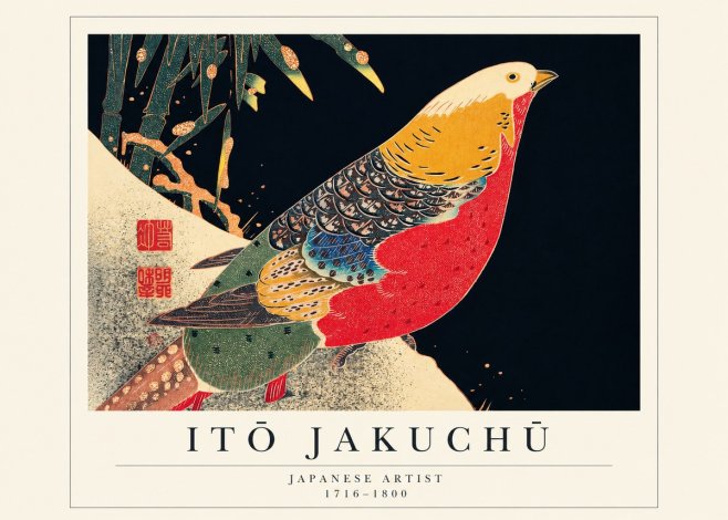 Itō Jakuchū Golden Pheasant and Bamboo No1 - Juliste
