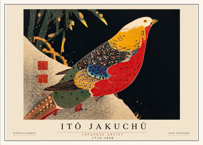 Itō Jakuchū Golden Pheasant and Bamboo No3 - Juliste
