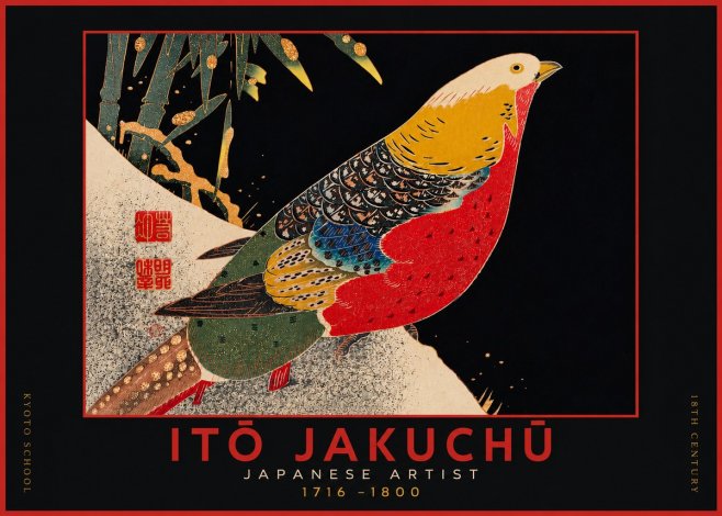 Itō Jakuchū Golden Pheasant and Bamboo No4 - Juliste