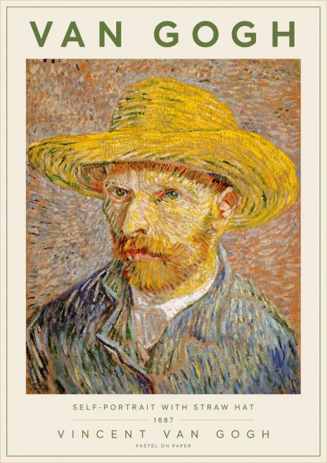 Van Gogh Self-portrait with Straw Hat I No2 - Juliste